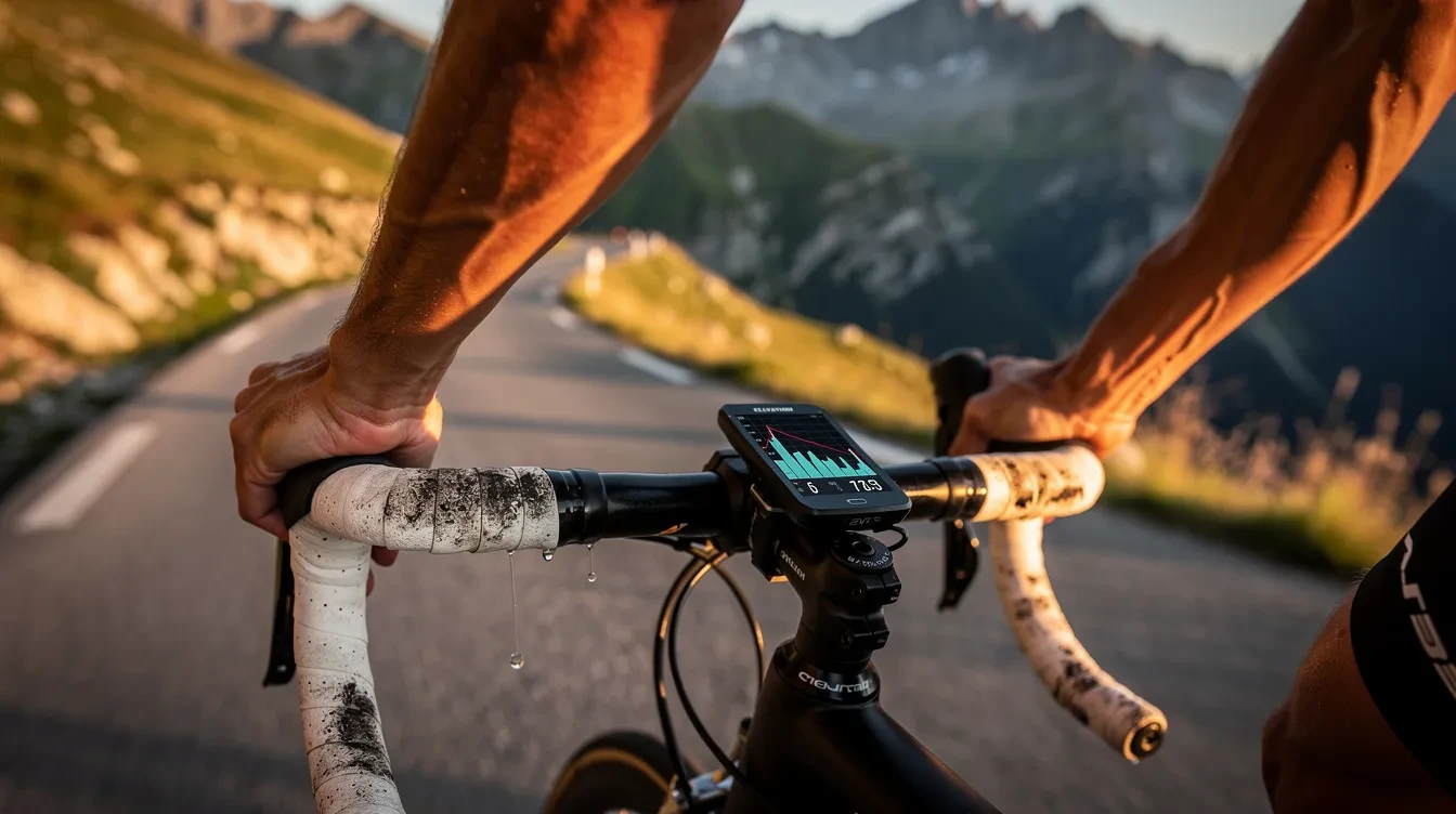 Cycliste sur vélo de route ajustant la hauteur et l'inclinaison de sa selle pour éviter les douleurs aux ischions