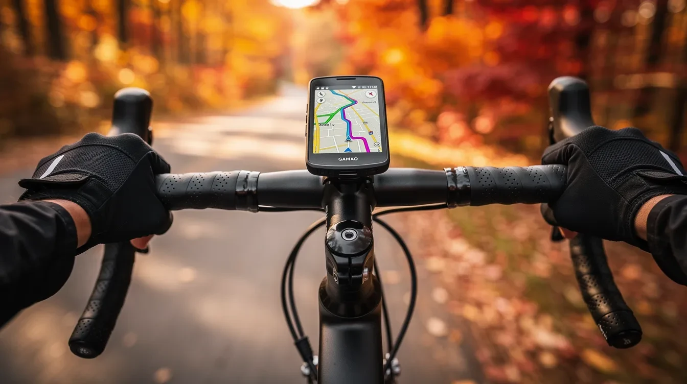 Cycliste préparant son itinéraire en consultant une trace GPX sur écran d'ordinateur la veille d'une sortie vélo